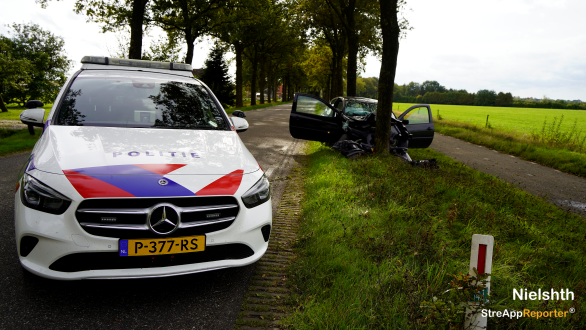 Auto botst op boom